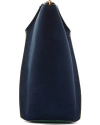 dunkelblaue und grüne Leder Clutch von Stella McCartney