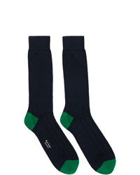 dunkelblaue und grüne Socken