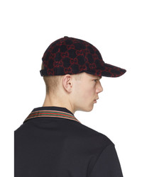 dunkelblaue und rote Baseballkappe von Gucci