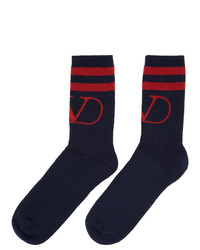 dunkelblaue und rote Socken von Valentino
