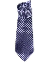 dunkelblaue und weiße bedruckte Krawatte von Kiton