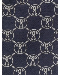 dunkelblaue und weiße bedruckte Krawatte von Moschino