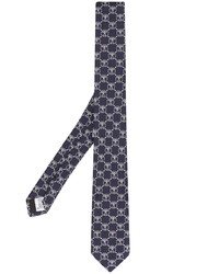 dunkelblaue und weiße bedruckte Krawatte von Moschino
