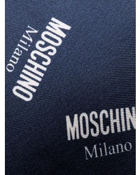 dunkelblaue und weiße bedruckte Seidekrawatte von Moschino
