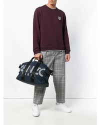 dunkelblaue und weiße bedruckte Shopper Tasche aus Segeltuch von Kenzo