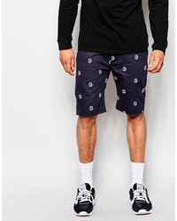 dunkelblaue und weiße bedruckte Shorts von Billionaire Boys Club