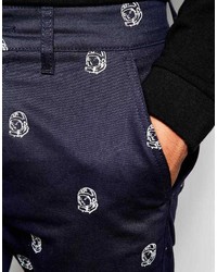 dunkelblaue und weiße bedruckte Shorts von Billionaire Boys Club