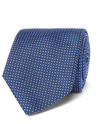 dunkelblaue und weiße gepunktete Krawatte von Hugo Boss