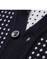 dunkelblaue und weiße gepunktete Strickjacke von Alexander McQueen