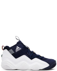 dunkelblaue und weiße hohe Sneakers aus Leder von adidas Originals