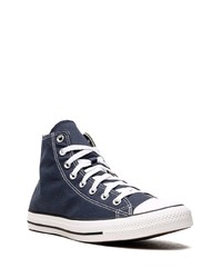 dunkelblaue und weiße hohe Sneakers aus Segeltuch von Converse