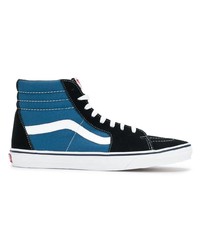 dunkelblaue und weiße hohe Sneakers aus Segeltuch von Vans