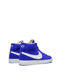 dunkelblaue und weiße hohe Sneakers aus Wildleder von Nike