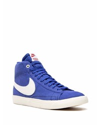 dunkelblaue und weiße hohe Sneakers aus Wildleder von Nike