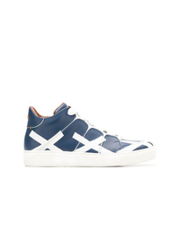 dunkelblaue und weiße hohe Sneakers von Ermenegildo Zegna XXX