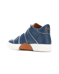 dunkelblaue und weiße hohe Sneakers von Ermenegildo Zegna XXX