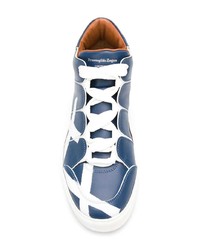 dunkelblaue und weiße hohe Sneakers von Ermenegildo Zegna XXX