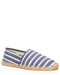 dunkelblaue und weiße horizontal gestreifte Espadrilles