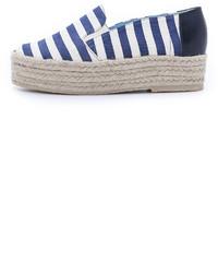 dunkelblaue und weiße horizontal gestreifte Espadrilles von Studio Pollini