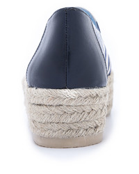 dunkelblaue und weiße horizontal gestreifte Espadrilles von Studio Pollini