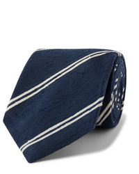 dunkelblaue und weiße horizontal gestreifte Krawatte