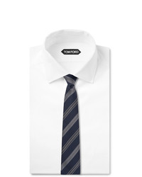 dunkelblaue und weiße horizontal gestreifte Krawatte von Tom Ford