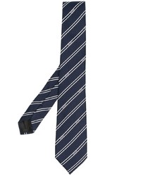 dunkelblaue und weiße horizontal gestreifte Krawatte von Moschino
