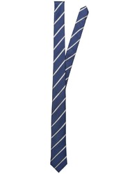 dunkelblaue und weiße horizontal gestreifte Krawatte von Selected Homme