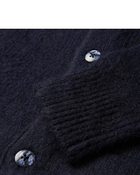 dunkelblaue und weiße horizontal gestreifte Strickjacke von Gant