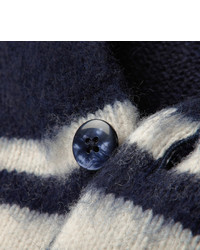dunkelblaue und weiße horizontal gestreifte Strickjacke von Gant