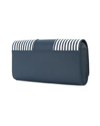 dunkelblaue und weiße Leder Clutch von Perrin Paris