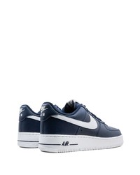dunkelblaue und weiße Leder niedrige Sneakers von Nike
