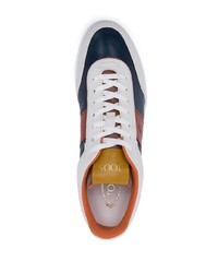 dunkelblaue und weiße Leder niedrige Sneakers von Tod's