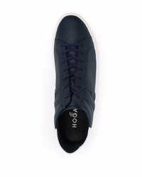 dunkelblaue und weiße Leder niedrige Sneakers von Hogan