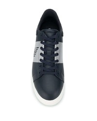 dunkelblaue und weiße Leder niedrige Sneakers von Emporio Armani