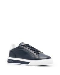 dunkelblaue und weiße Leder niedrige Sneakers von Roberto Cavalli