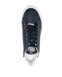 dunkelblaue und weiße Leder niedrige Sneakers von Roberto Cavalli