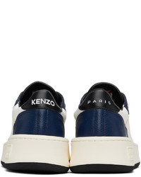 dunkelblaue und weiße Leder niedrige Sneakers von Kenzo