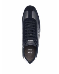 dunkelblaue und weiße Leder niedrige Sneakers von BOSS HUGO BOSS