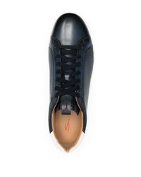 dunkelblaue und weiße Leder niedrige Sneakers von Santoni