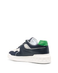 dunkelblaue und weiße Leder niedrige Sneakers von Valentino Garavani