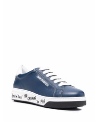 dunkelblaue und weiße Leder niedrige Sneakers von DSQUARED2