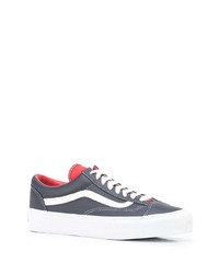 dunkelblaue und weiße Leder niedrige Sneakers von Vans