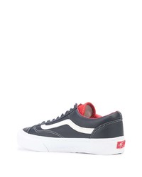 dunkelblaue und weiße Leder niedrige Sneakers von Vans