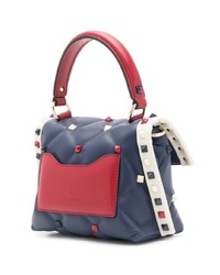 dunkelblaue und weiße Satchel-Tasche aus Leder von Valentino