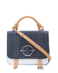 dunkelblaue und weiße Satchel-Tasche