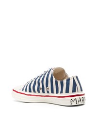 dunkelblaue und weiße Segeltuch niedrige Sneakers von Marni