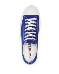 dunkelblaue und weiße Segeltuch niedrige Sneakers von Burberry