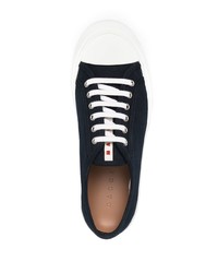 dunkelblaue und weiße Segeltuch niedrige Sneakers von Marni