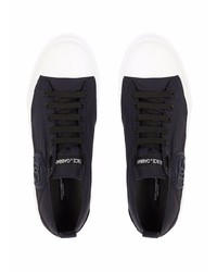 dunkelblaue und weiße Segeltuch niedrige Sneakers von Dolce & Gabbana